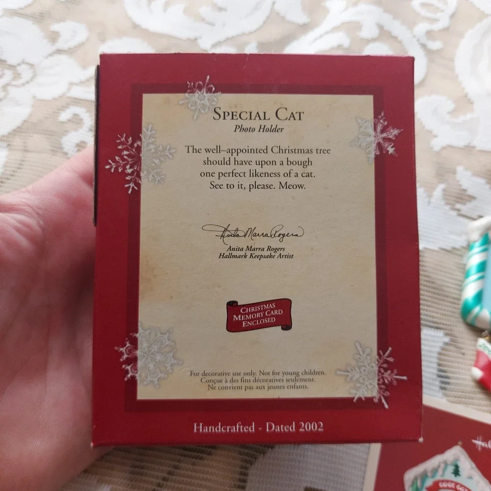 Hallmark Keepsake 2002 Special Cat Photo Holder Ornament Anita Marra Rogers Box